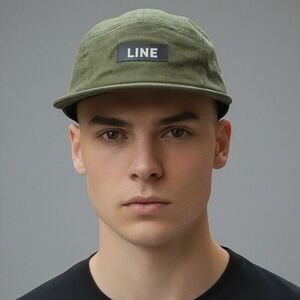 LINE Skis Japan Olive 5-Panel Camp Hat Strapback Cap 100% Cotton Adjustable